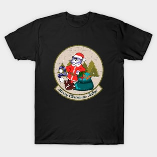 F-14 Tomcat - Merry Christmas Baby! (Green/Beige) - Grungen Style T-Shirt